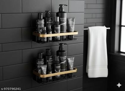 Elegant No-Drill Wall Mounted Bathroom Storage Rack Elegant No-Drill Wall Mounted Bathroom Storage Rack