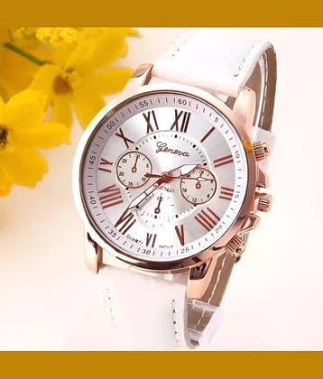 Cosmic White Leather Analog Men's Watch