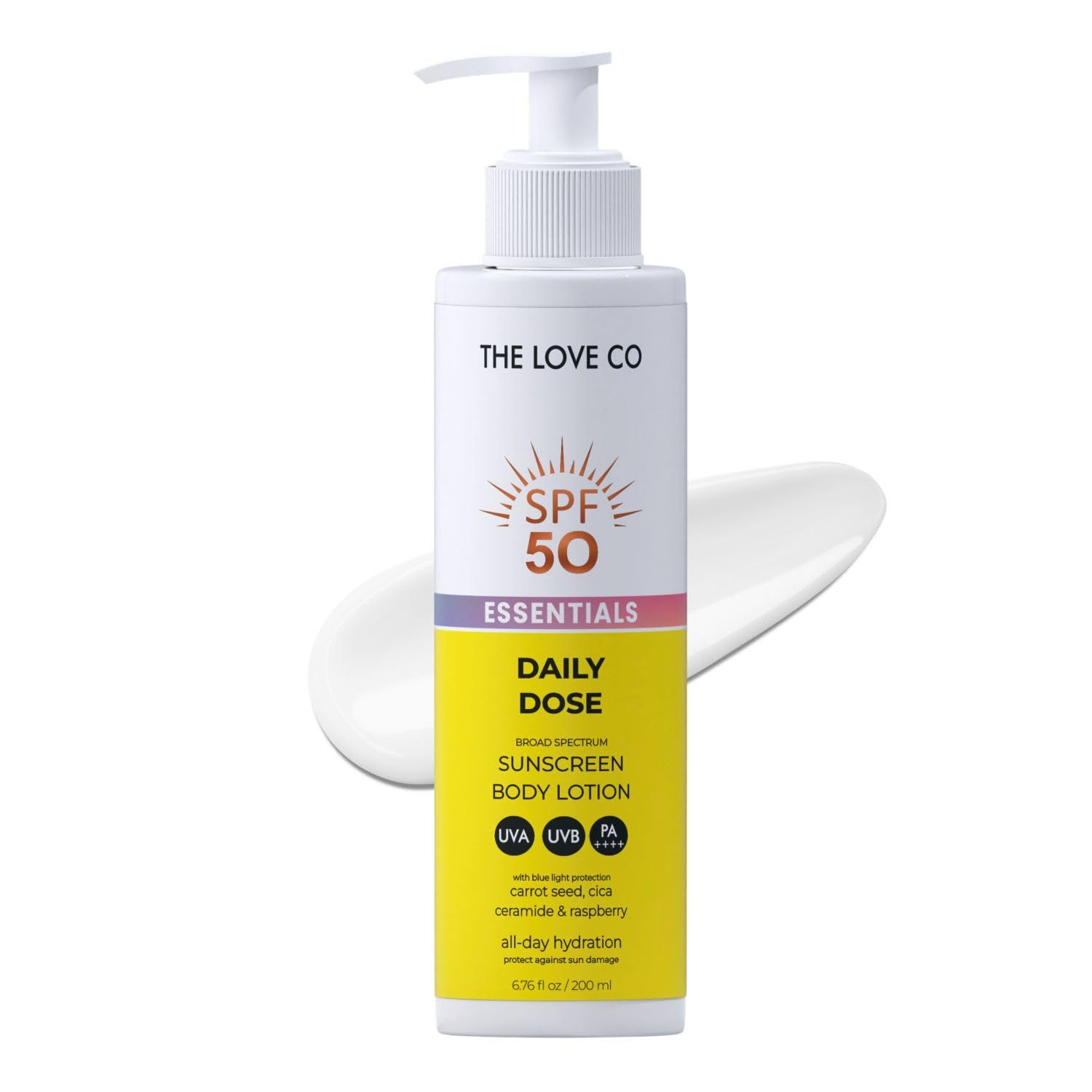 THE LOVE CO. Sunscreen Body Lotion SPF 50 PA++++ for Women & Men | Broad Spectrum UVA UVB Protection, No White Cast, Lightweight Non-Greasy Body Sunscreen for Face & Body | 200ml THE LOVE CO. Sunscreen Body Lotion SPF 50 PA++++ for Women & Men | Broad Sp