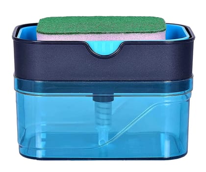 Soap Dispenser for Dishwasher-Liquid Dispenser Through Pump 400 ML with Sponge (Blue) by Ruhi Import Store Soap Dispenser for Dishwasher-Liquid Dispenser Through Pump 400 ML with Sponge (Blue) by Ruhi Import Store