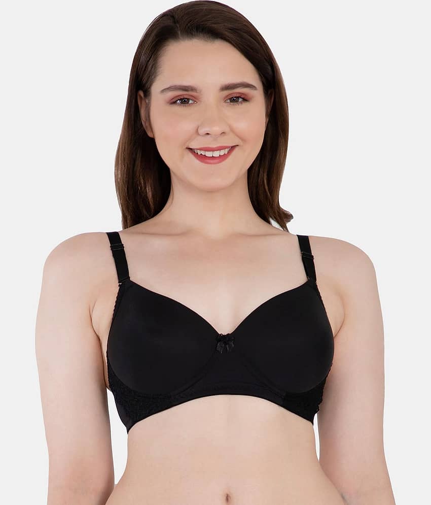 LACYLUXE Nylon Lightly Padded Women's T-Shirt Bra ( Black )