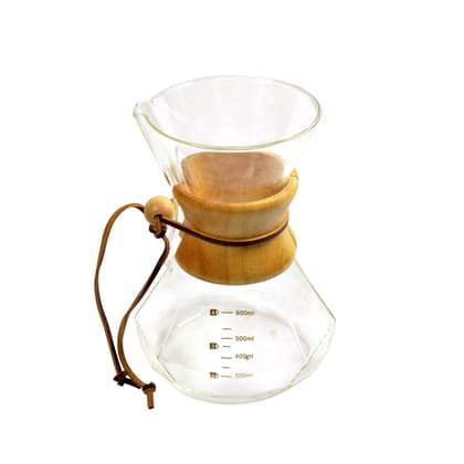 The Bean Co Roasters Glass Pour Over Coffee Maker | 600 ML Diamond Shape | Chemex Style Drip Coffee Maker | Wooden Holder | Premium Heat resistant Borosilicate Glass The Bean Co Roasters Glass Pour Over Coffee Maker | 600 ML Diamond Shape | Chemex Style Drip Coffee Maker | Wooden Holder | Premium Heat resistant Borosilicate Glass