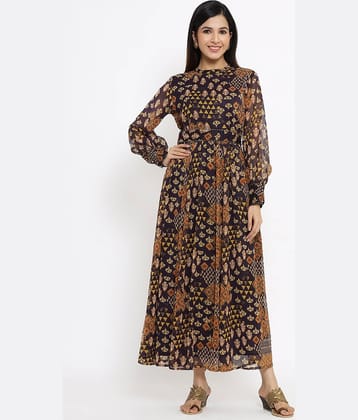 Juniper Women Chiffon Fit & Flare Dress ( Multi Color )