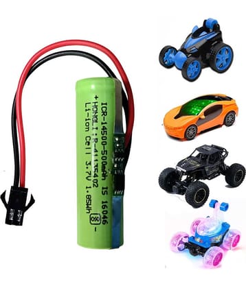 CONSONANTIAM (Pack-of-1) Toy Battery-Pack 3.7 Volt 500mAH RC Toy Car Battery SM-2P Plug for RC Cars, Trucks, Stunt Vehicles Battery BMS Module Inbuilt
