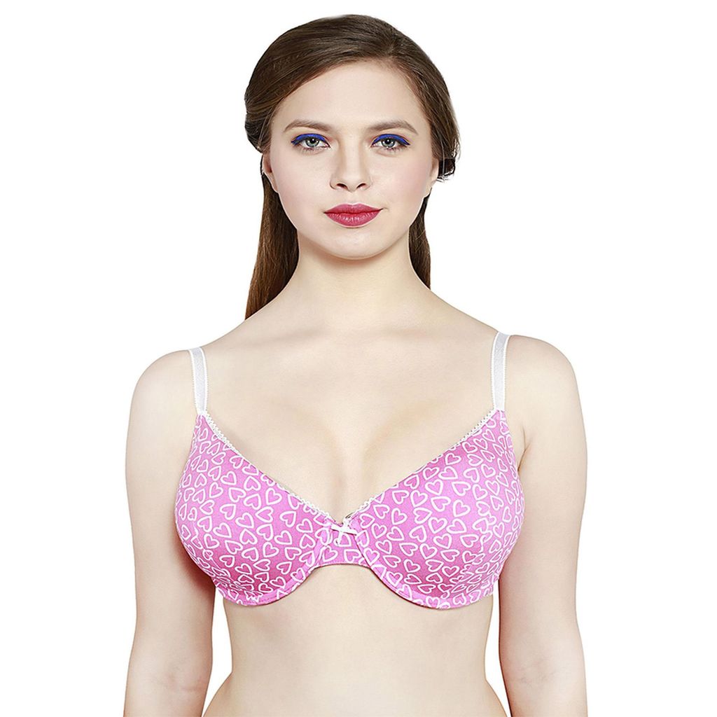 HEART PRINT LOW CUT PADDED BRA