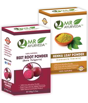 MR Ayurveda BeetRoot Powder & Henna Powder Hair Scalp Treatment 200 g Pack of 2