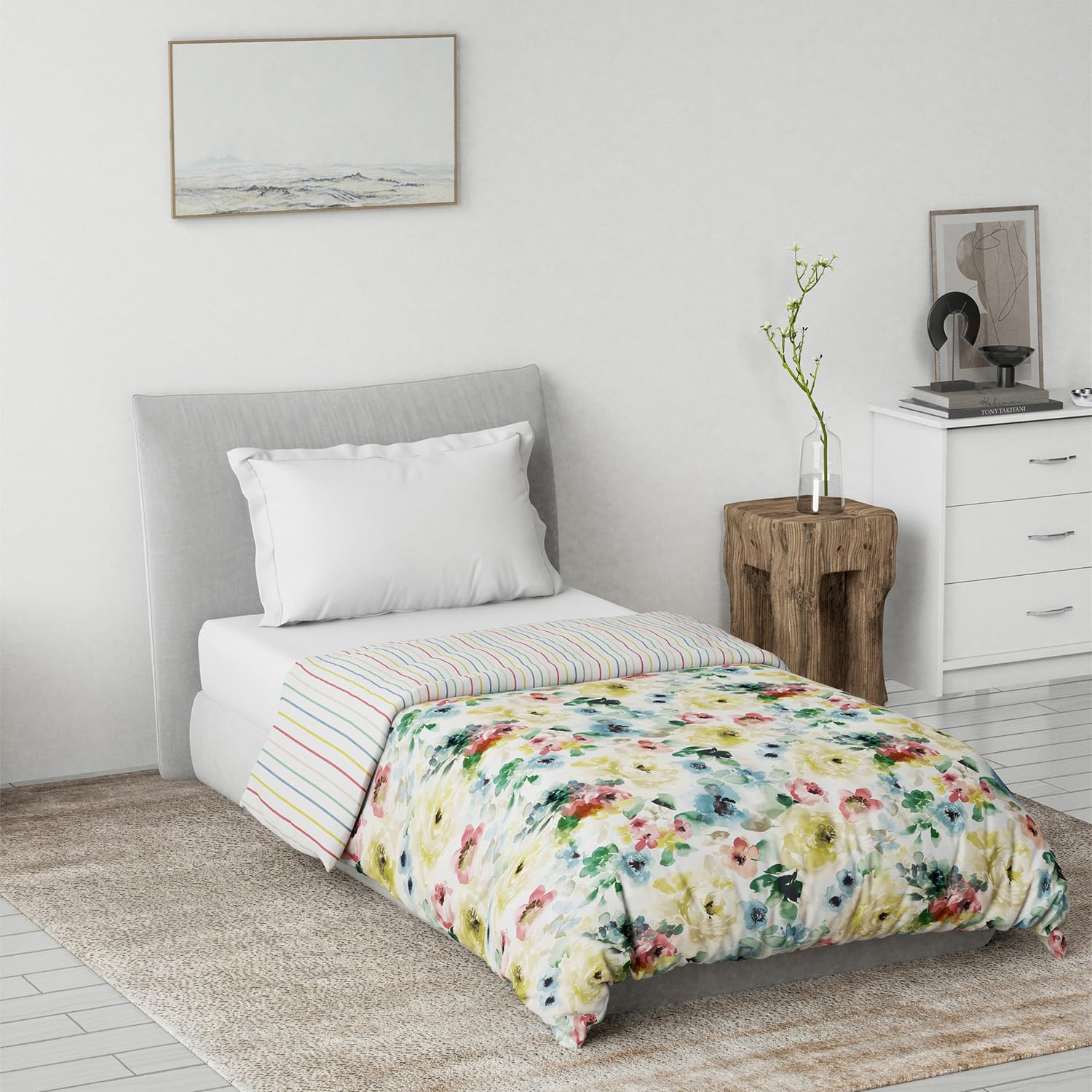 DDECOR - Prime Collection 100% Cotton Classical Pattern VOL Single Dohar|137 CM X 229 CM| - Yellow