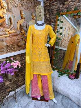 Designer Party Wear Top Sharara And Beautiful Dupatta