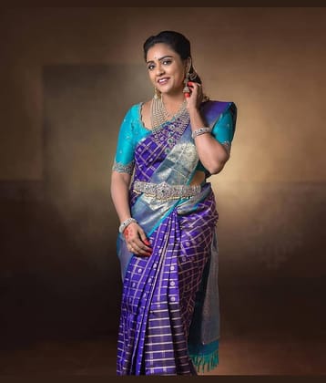 Vastukala Silk Woven Saree With Unstitched Blouse Piece ( Purple )