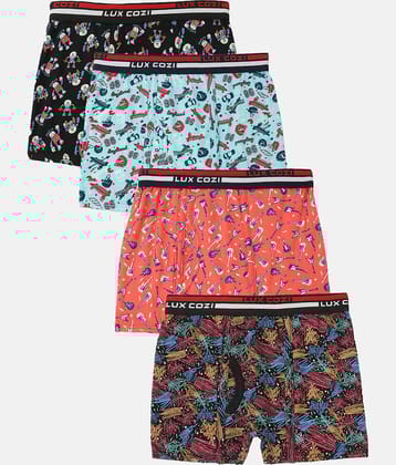 Lux Cozi Pack of 4 Boys Cotton Trunks ( Multicolor )