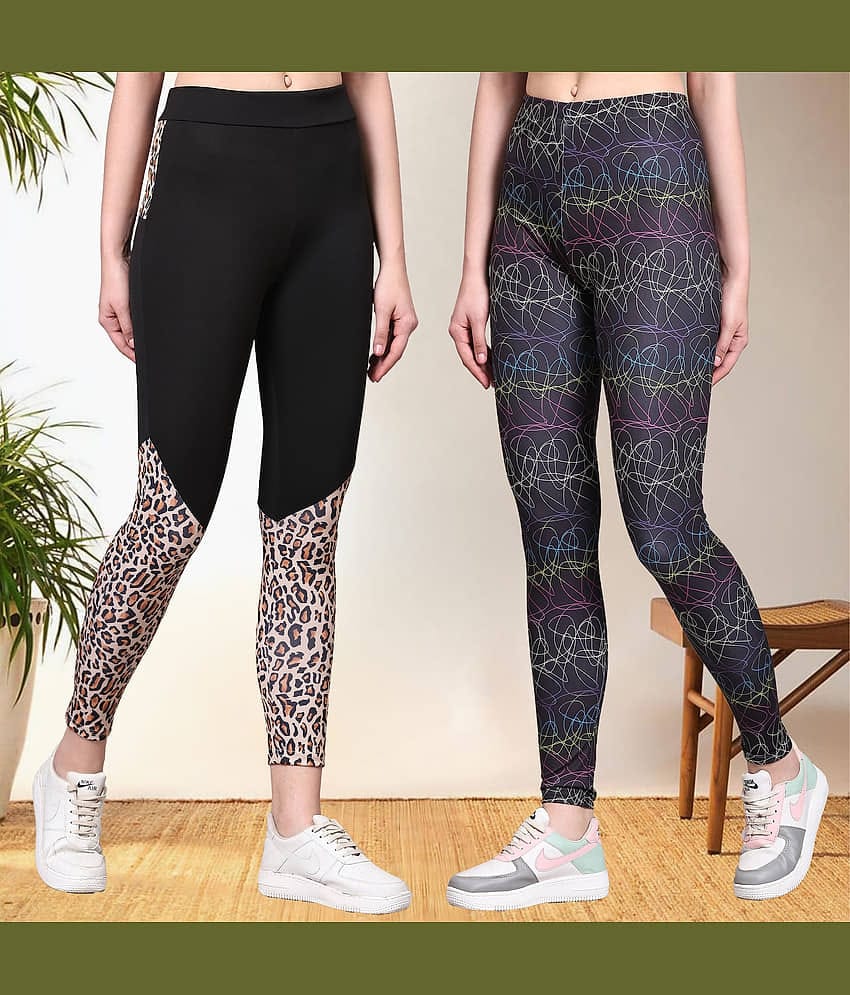 DTR FASHION - Cotton Blend Regular Fit Multicolor Women's Jeggings ( Pack of 2 )