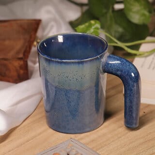 Handcrafted Blue Ceramic Milk Mug Pack of 2 Stylish & Reusable