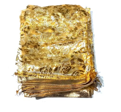 Nawani Potli Bags/Organza/Shagun/Dry Fruit Pouches, 18X13 cm - Pack of 25, GOLD