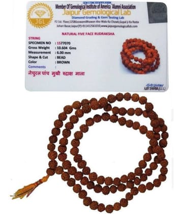 Original-lab-certified-nepal 5 face Rudraksha mala 7.00 -8.00 mm size108 quality beads