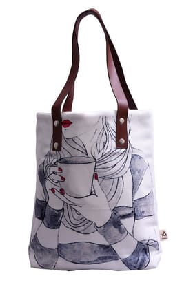 Printed PU Handle Astara Polycanvas Tote Bag Printed PU Handle Astara Polycanvas Tote Bag