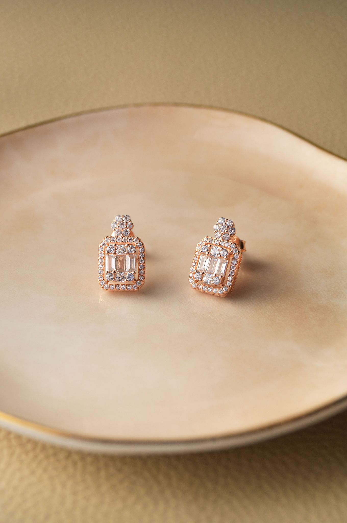 Let's Shine Rose Gold Plated Sterling Silver Stud Earrings-Rose