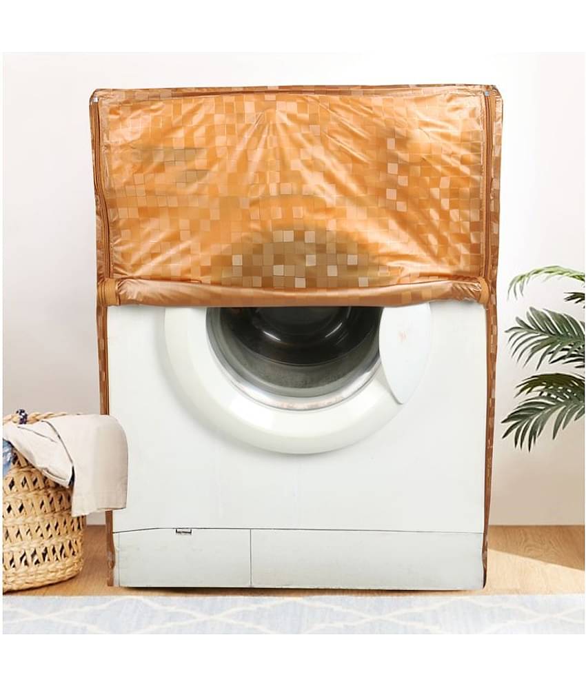 E-Retailer Single PVC Orange Washing Machine Cover for Universal 7 kg Front Load