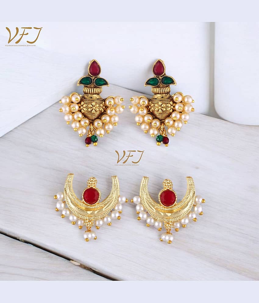 Vighnaharta Golden EarCuff Earrings ( Pack of 2 )