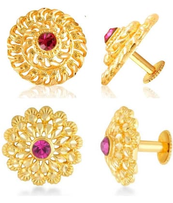 Vighnaharta Everyday wear Gold plated alloy Earring, Flower Earring, Round Earring, Fancy Earring, Stud Earring for Women and Girls ( Pack of -2 pair Earring) {VFJ1234-1400ERG}
