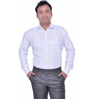 Baleshwar Men White Solid Formal Shirt (Pack of 1)
