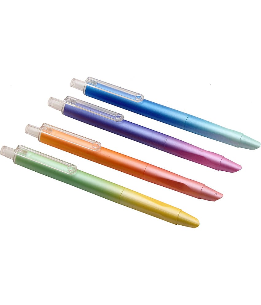 Pack Of 4 Luoshi 9970 Capless Fountain Pens Retractable Button System Fine Nib Dual Tone Colors