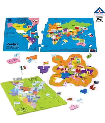 Imagimake India and World Map with Capitals and Countries Flags Educational Toys Mapology Combo for Boys and Girls (Multicolour) - Set Of 3