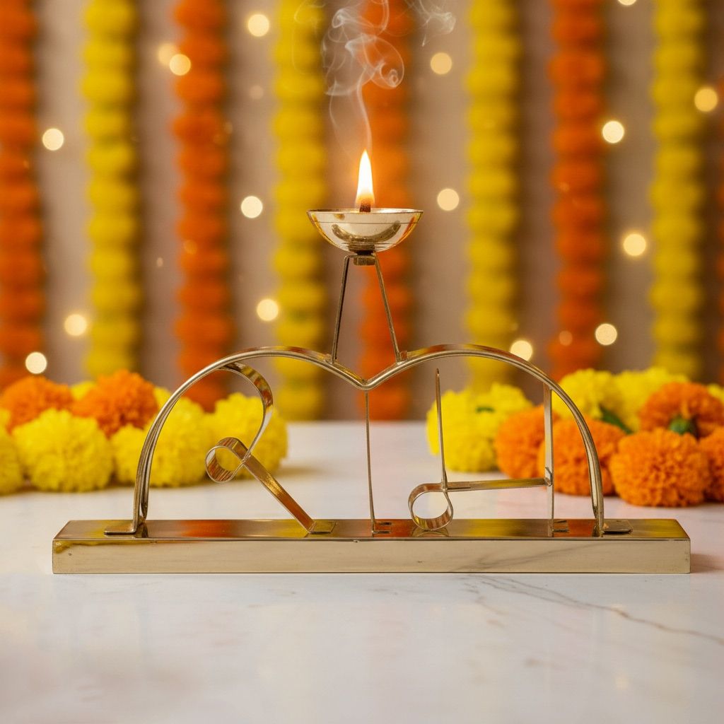 Brass Ram Deepak Diya – Lord Ram Brass Oil Lamp Table Pooja Decor, Height : 7 Inch (FMAS790 C)