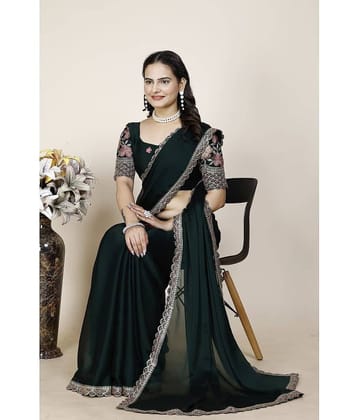 Gullak Chiffon Embroidered Saree With Unstitched Blouse Piece ( Green )