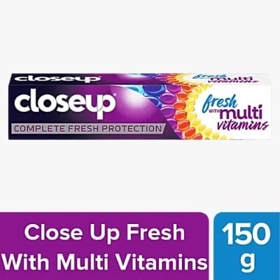 Closeup Complete Fresh Protection Gel Toothpaste - With Multi Vitamin Formula, Gives 12 Oral Care Benefits, 150 g
