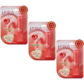 Lotus Herbals Lip Lush Tinted Lip Balm  Watermelon Splash  Spf 20  8H Moisturisation  4G  (Pack Of 3)