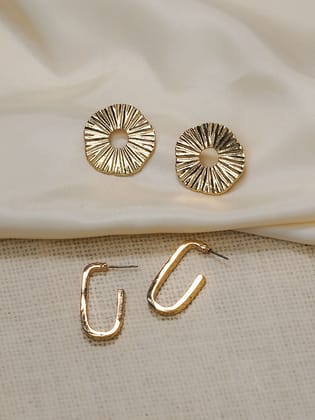 Classic Statement Duo Earrings ( Circular Earrings + U Hoop )