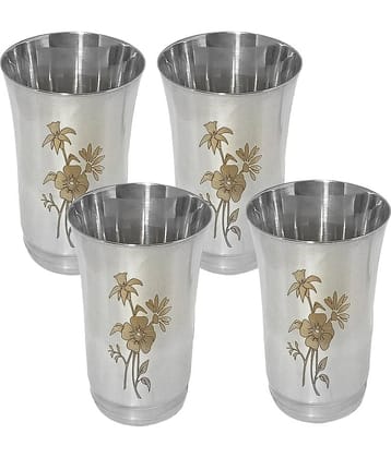 A & H ENTERPRISES - Daily Use Water Steel Glasses Set 300 ml ( Pack of 4 )