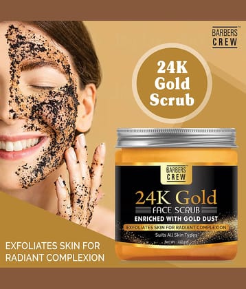 Barbers Crew Gold Facial Scrub For Skin Brightning & Shine Face Scrub Facial Scrub 100 gm