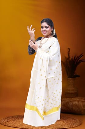 MK-2734 GOLD TISSUE SAREE 6.25 MTR