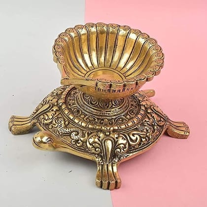 Brass Tortoise Diya for Puja - 4 inch Height | Symbol of Fortune Brass Tortoise Diya for Puja - 4 inch Height | Symbol of Fortune