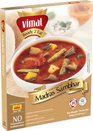 VIMAL Ready to Cook and EatMadras Sambhar Instant Mix Vegetarian with No Added Preservative and Colors - 300g(Pack of 4)