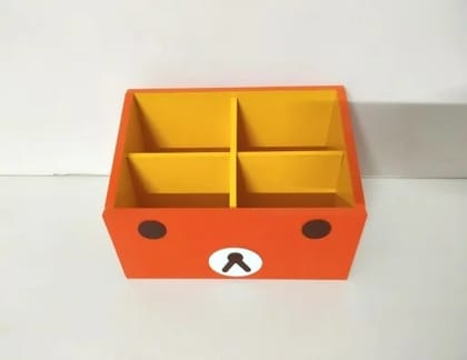 Rave Creations Cute Bear Desk Organizer Box, Bright Coloured, Lightweight, Small Size
