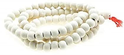 White Sandalwood Chandan 108+1 Beads Mala Safed Rosary for Wearing and Jaap Chanting for Men and Women