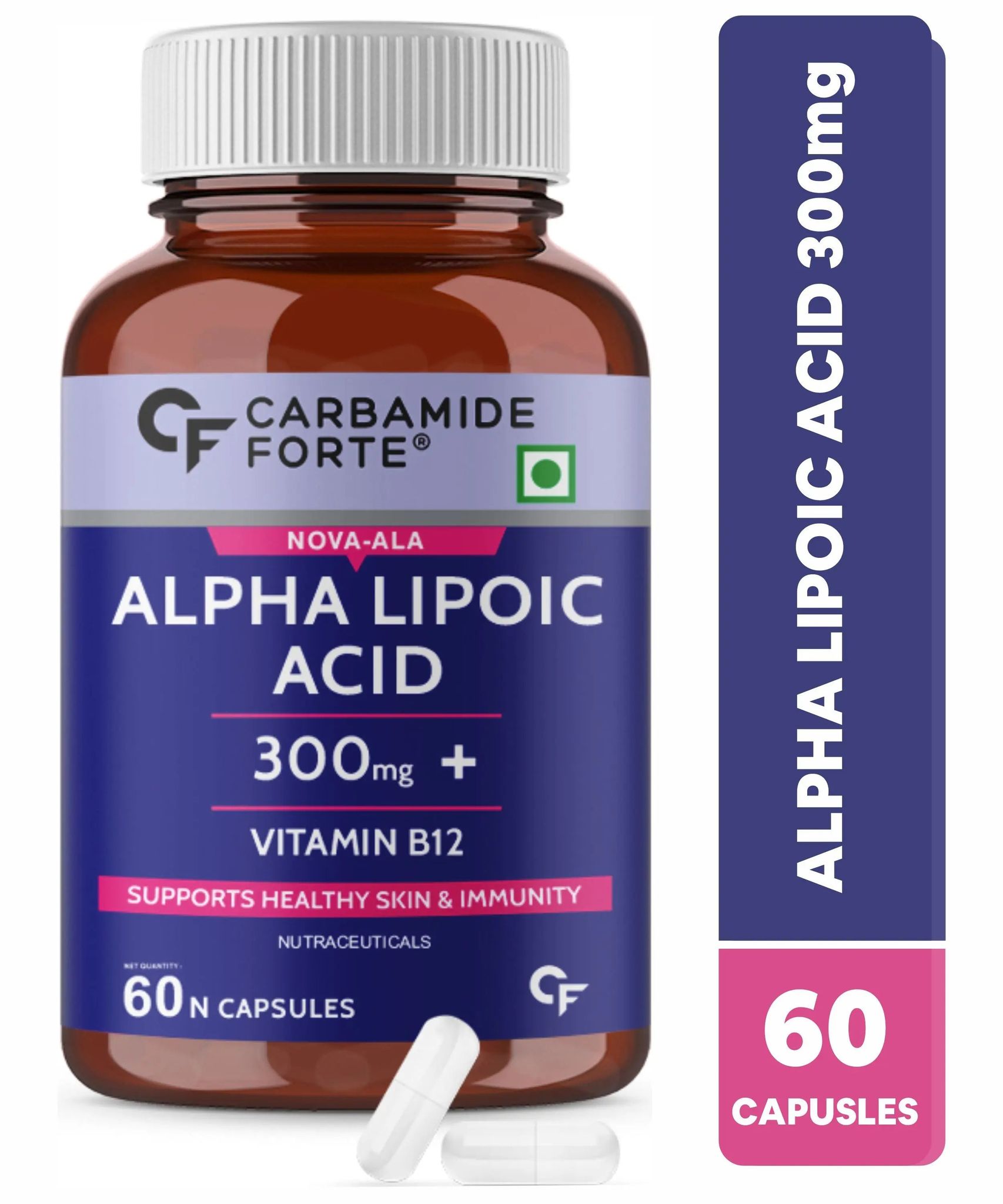 Carbamide Forte Alpha Lipoic Acid 300mg with Vitamin B12 (60 Capsules)