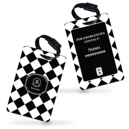 Checkered Bag Tag-Black