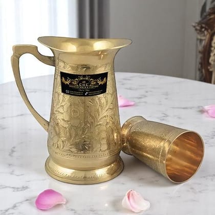 Crockery Wala And Company Brass Jug & Glass Set Tableware