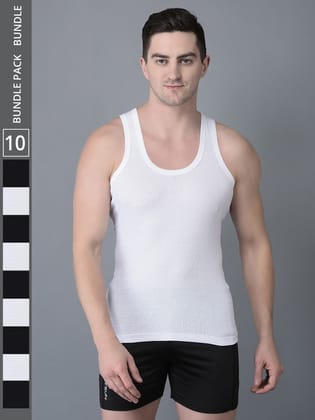 Men's Pack of 10 Solid Combed Cotton Vest