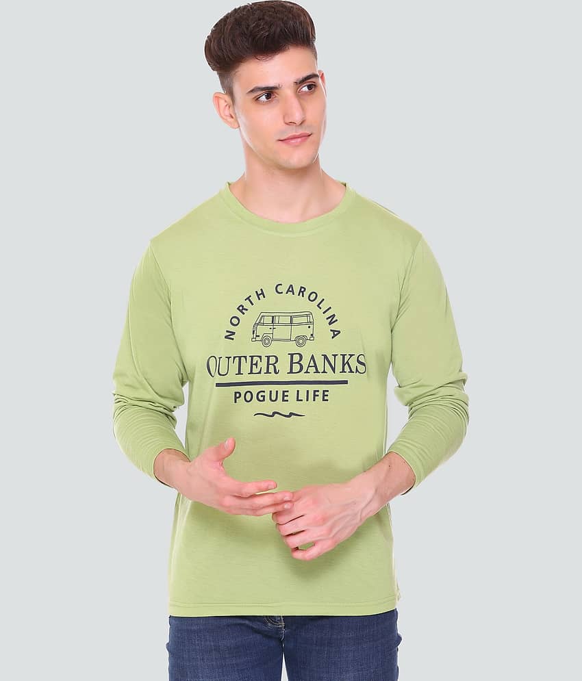 HVBK Pack of 1 Cotton Blend Regular Fit Men's T-Shirt ( Green )