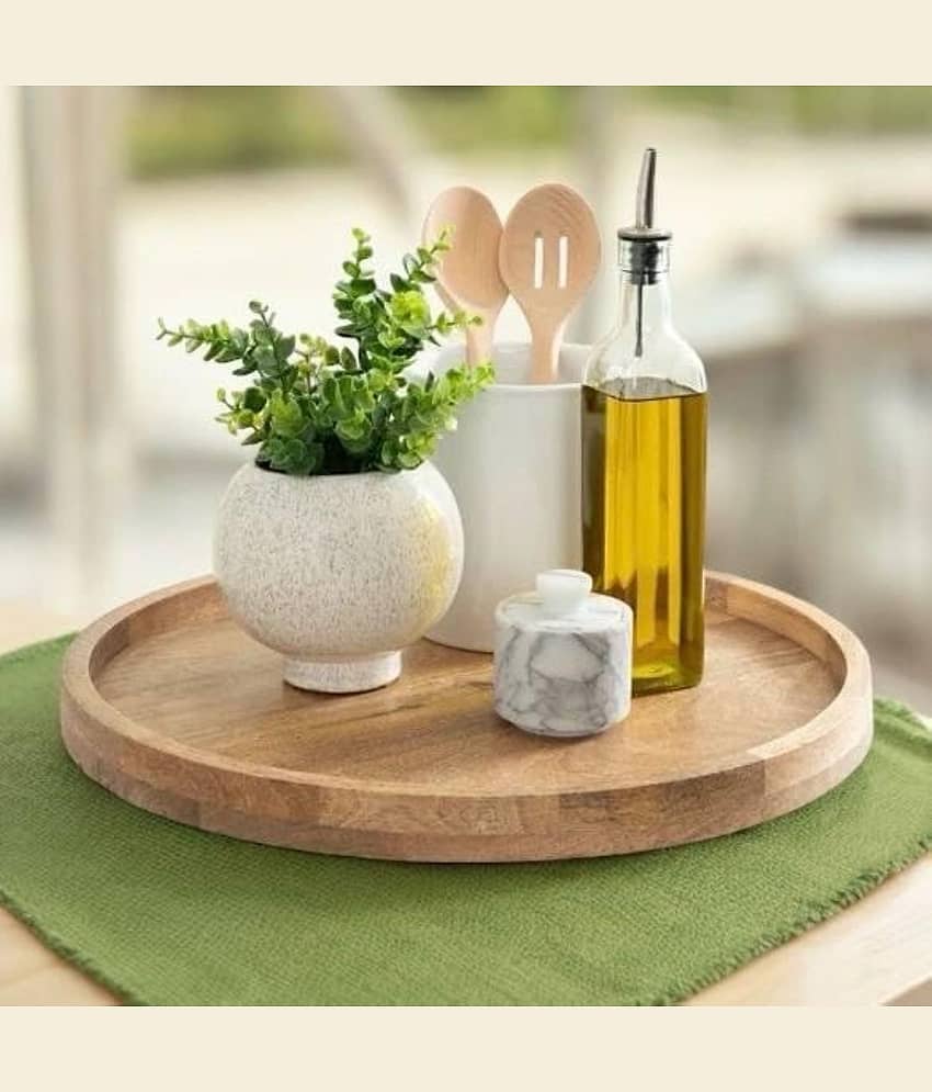 SWH Wooden Serving Tray 1000 ml Brown ( Set of 1 )