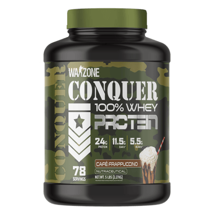 Warzone Nutrition I Conquer 100% Whey Protein I 24 GM Protein I 11.5 GM EAA's I 5.5 GM BCAA's I 78 Servings I Caf Frappuccino I Nutraceutical I 2.27 KG