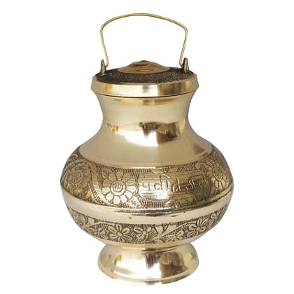 Brass Gangajali No. 3 – Religious Pot for Pooja & Temple Use, Height : 8 Inch (ZMAS200 N)