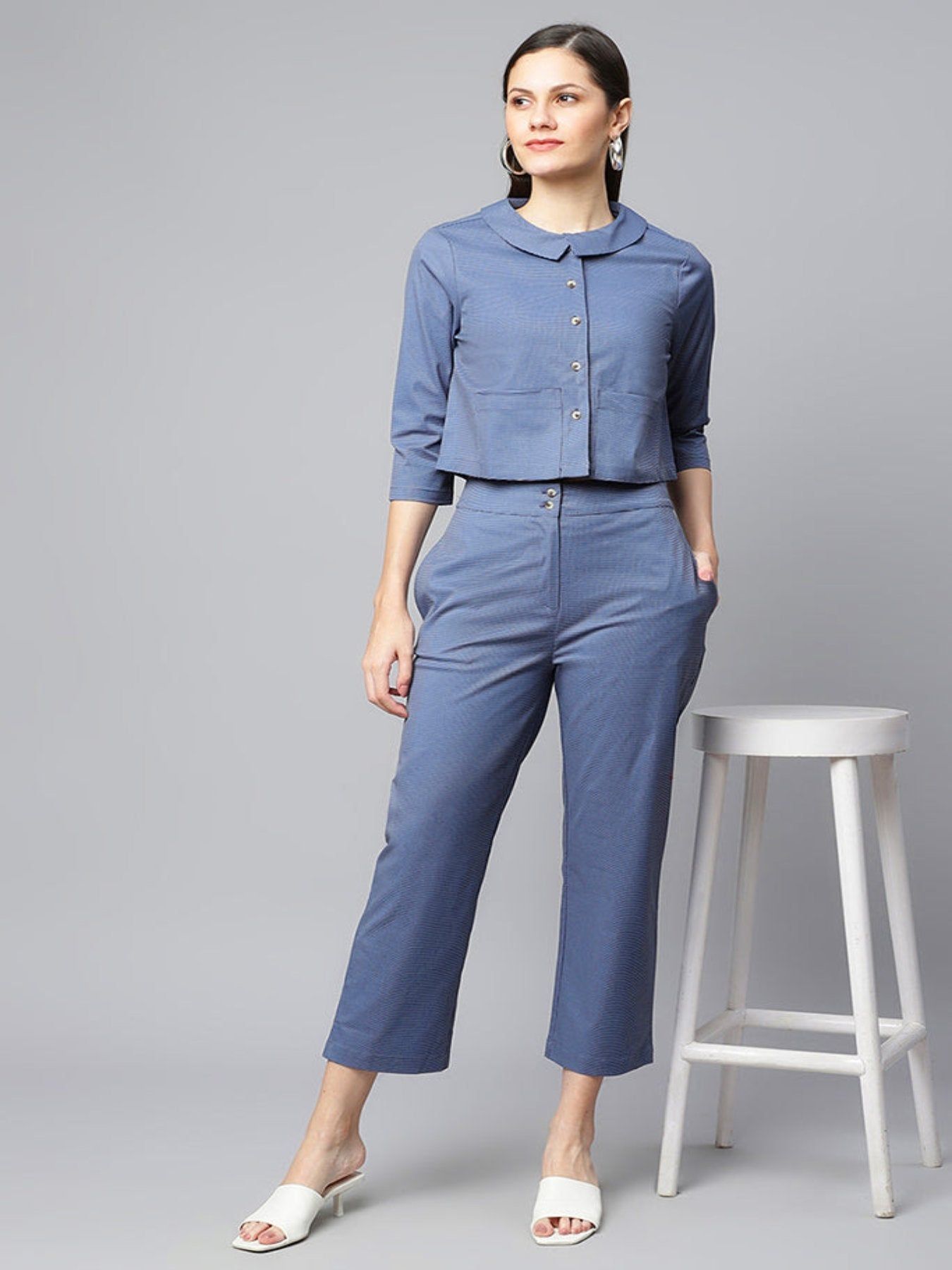 Blue Textured Co-ord Set