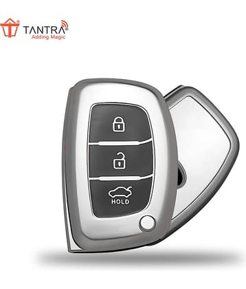TANTRA Car Key Cover Hyundai Aura Elantra I.10 Grand Nios I.20 Elite Verna 4S Creta I.10 Grand I.20 Activa Tucson Xcent. Grey