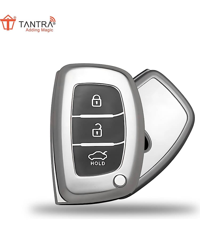 TANTRA Car Key Cover Hyundai Aura Elantra I.10 Grand Nios I.20 Elite Verna 4S Creta I.10 Grand I.20 Activa Tucson Xcent. Grey