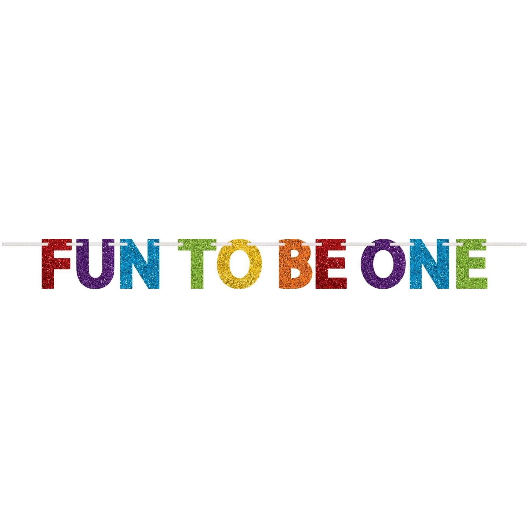 Fun To Be One Rainbow Glitter Letter Banner - 12FT - 1PC